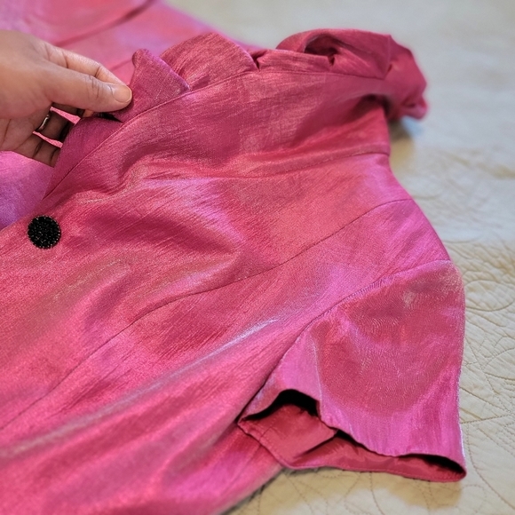 Adrianna Pappel Sparkly Pink Casual Office Formal Blouse Top Size 8 Medium - Picture 9 of 12